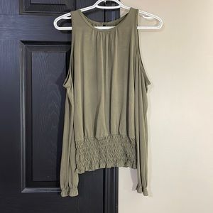 Abercrombie off the should top in army green size small